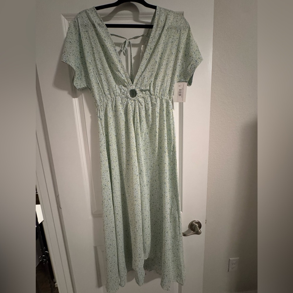 Chic Mint Green Floral Midi Kimono Top